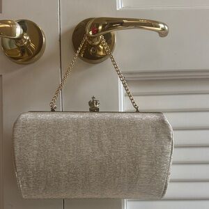 Vintage Silver/Gold Clutch Bag w Crown Detail